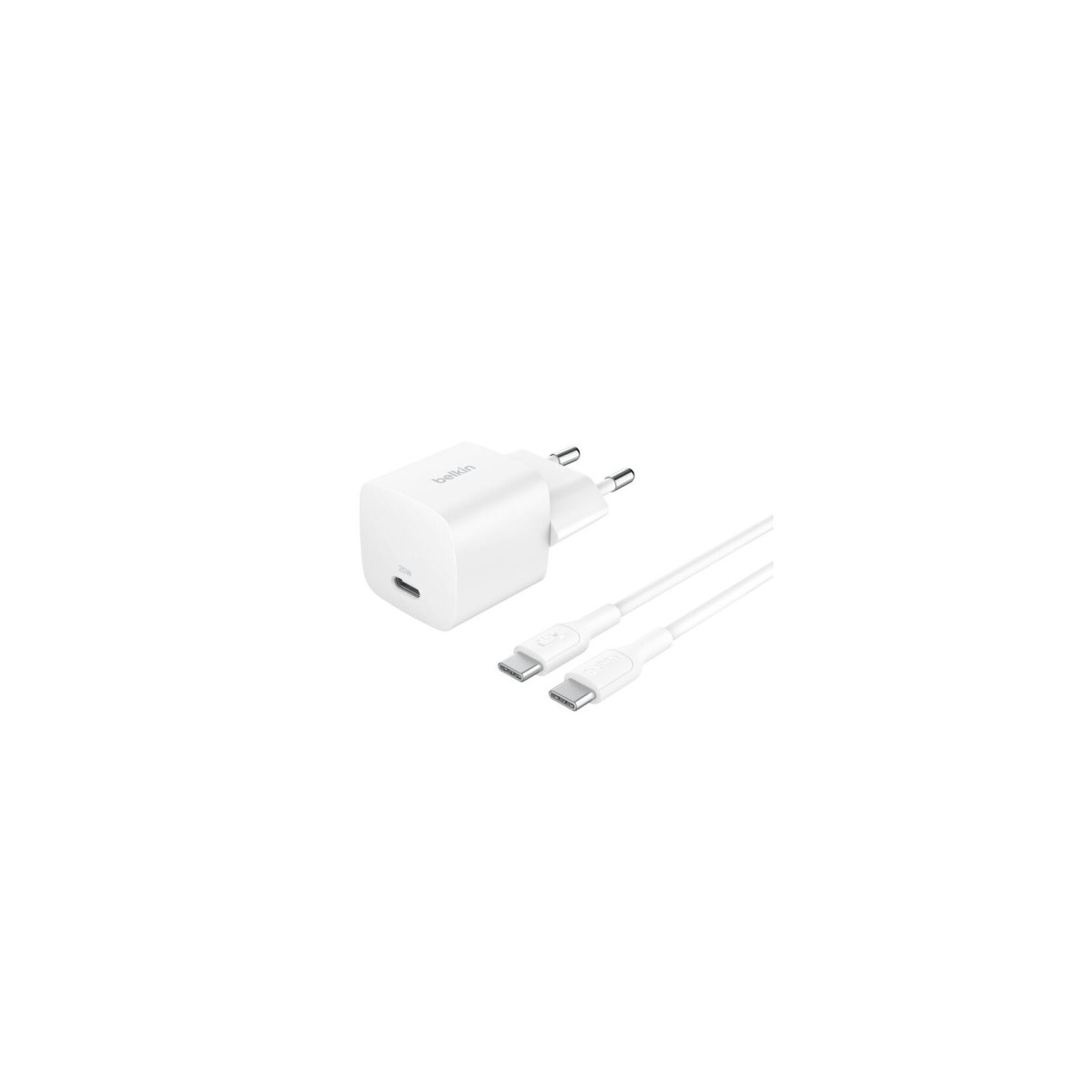 BELKIN 25W USBC PD WALL CHARGER 1M PVC C C WHT