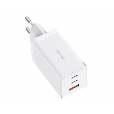 BASEUS GAN5 PRO FAST CHARGER 2CU 65W EU  WHITE INCLUDE BASEUS XIAOBAI SERIES FAST CHARGING CABLE TYPE C  TO TYPE C 100W20V 5A 1