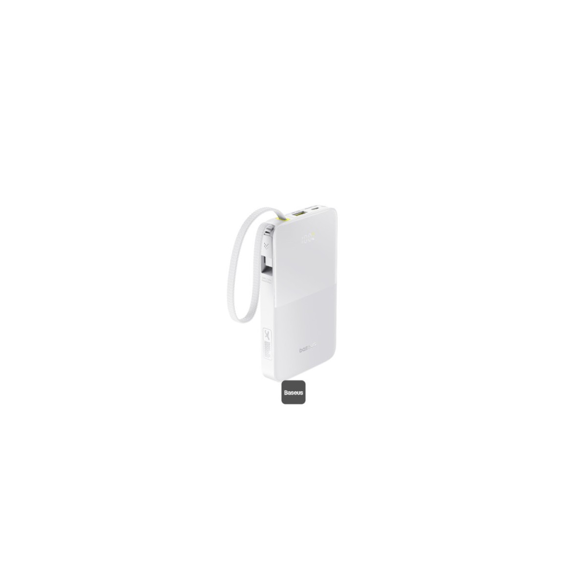 OS BASEUS ENERFILL FP11 POWER BANK 10000MAH 15W MOON WHITE INCLUDES SIMPLE TYPE C TO TYPE C CABLE 20V 3A 30CM WHITE