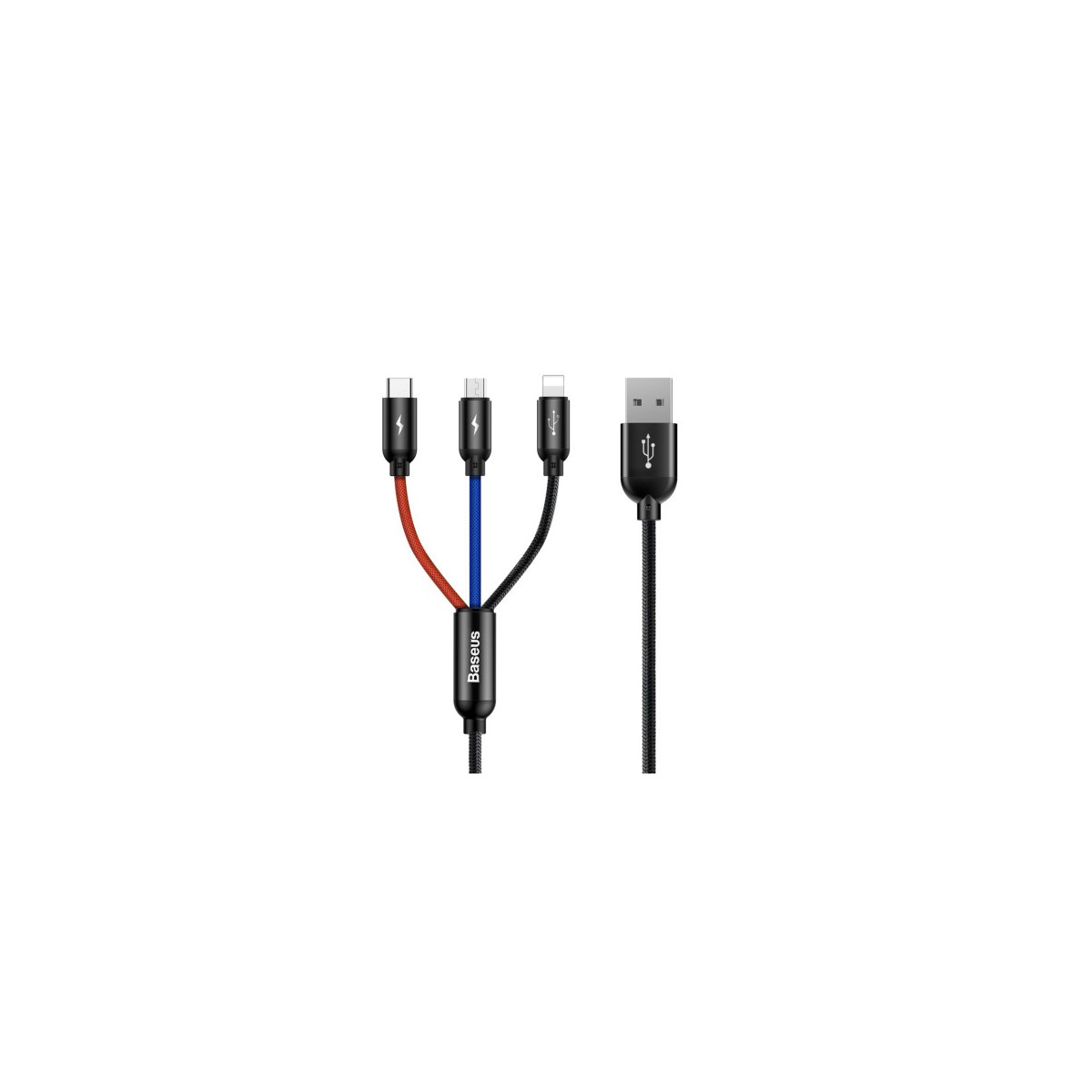 BASEUS THREE PRIMARY COLORS 3 IN 1 CABLE USB FOR MLT 35A 12M BLACK