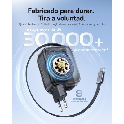 OS BASEUS ENERCORE CJ11 FAST CHARGER WITH RETRACTABLE CABLE 2C 45W EU COSMIC BLACK