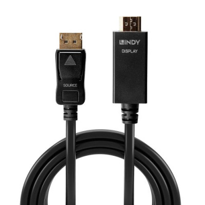 Lindy 36921 adaptador de cable de video 1 m DisplayPort HDMI tipo A Estandar Negro