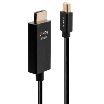Lindy 40923 adaptador de cable de video 3 m Mini DisplayPort HDMI tipo A Estandar Negro