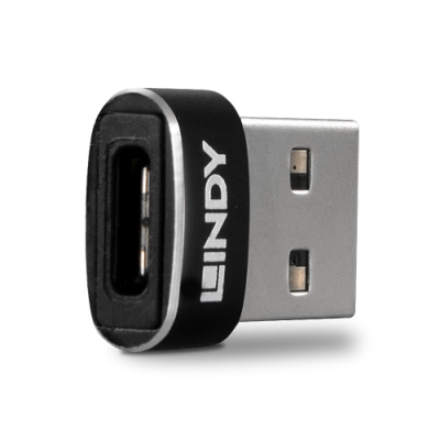 Lindy 41884 cambiador de genero para cable USB Type A USB Type C Negro