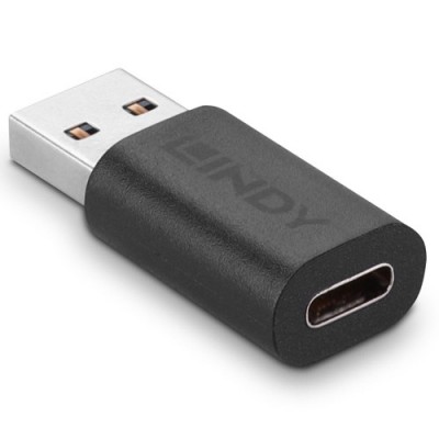 Lindy 41904 cambiador de genero para cable USB 32 Type A USB 32 Type C Negro