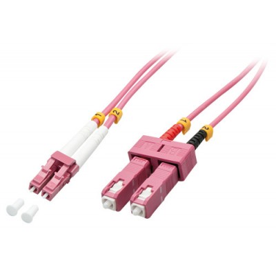 Lindy 46365 Cable de fibra optica e InfiniBand 15 m LC SC Rosa