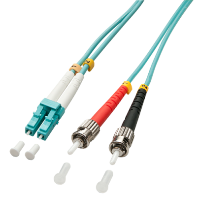 Lindy 10m OM3 LC ST Duplex Cable de fibra optica e InfiniBand 1 m Turquesa