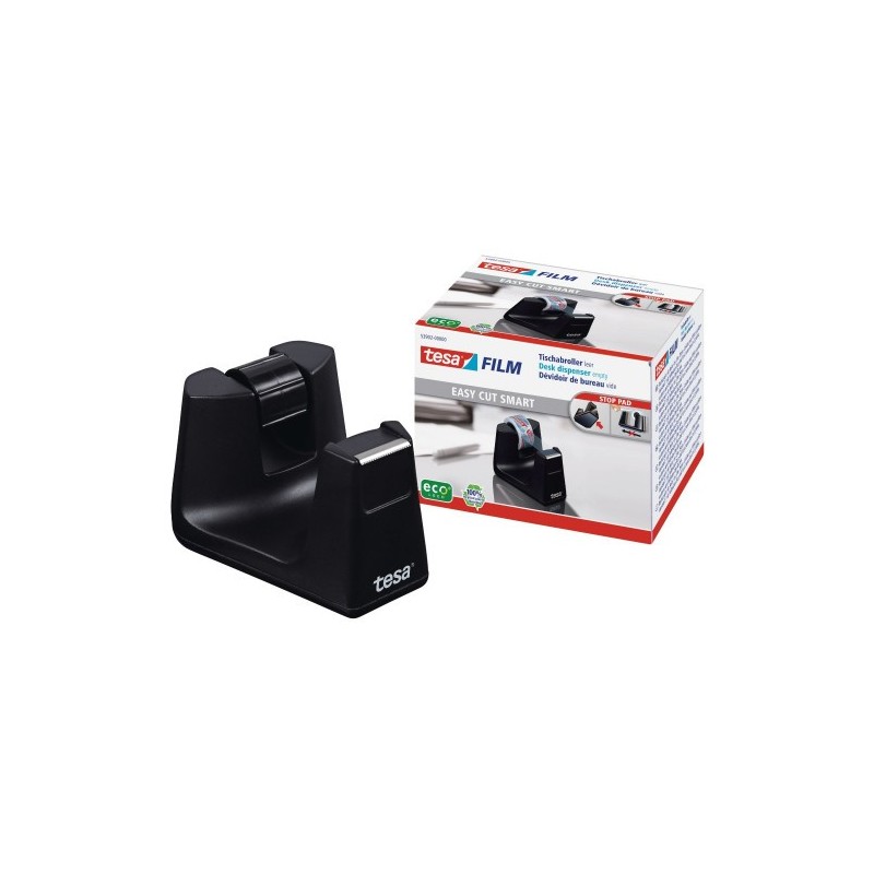 DISPENSADOR SOBREMESA PORTARROLLOS EASY CUT SMART PARA ROOLLOS DE 33M NEGRO TESA 53902 00000 01