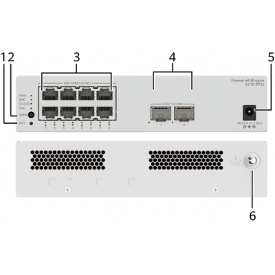 HUAWEI S210 8P2J 810 100 1000BASE T PORTS 128W POE 225GE SFP PORTS WITH 1220 V AC POWER ADAPTER FANLESS