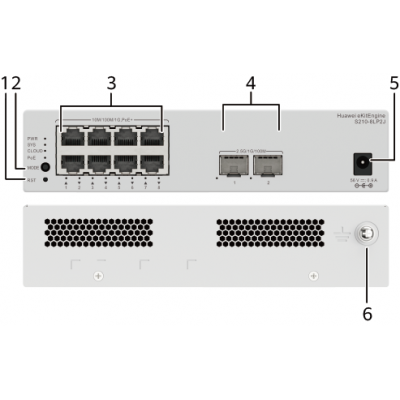 HUAWEI S210 8LP2J 810 100 1000BASE T PORTS 32W POE 225GE SFP PORTS WITH 1AC POWER ADAPTER FANLESS