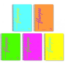 CUADERNO SERIE FLUORPAC TAPA POLIPROPILENO 90 GRS FLUOR 4º 155X215MM 80 HOJAS CUADRiCULA 4X4 CON MARGEN SURTIDO PACSA 16552