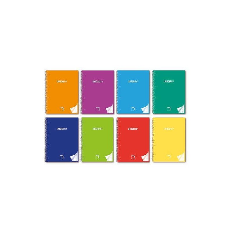 CUADERNO SERIE UNIVERSITY TAPA EXTRA DURA 90 GRS A 4 210X297MM MICROPERFORADO 80 HOJAS CUADRiCULA 5X5 GRECA SURTIDO PACSA 16681