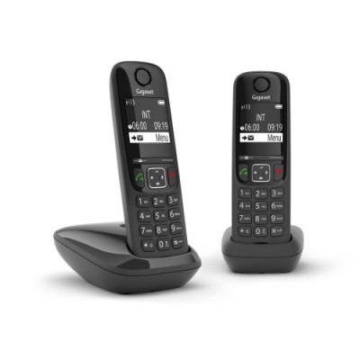 Gigaset AS690 Duo Telefono DECT analogico Identificador de llamadas Negro