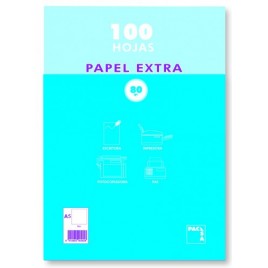 PAQUETE PAPEL EXTRA BLANCO SATINADO 100 HOJAS 80 GRS A 5 148X210MM LISO PACSA 21814