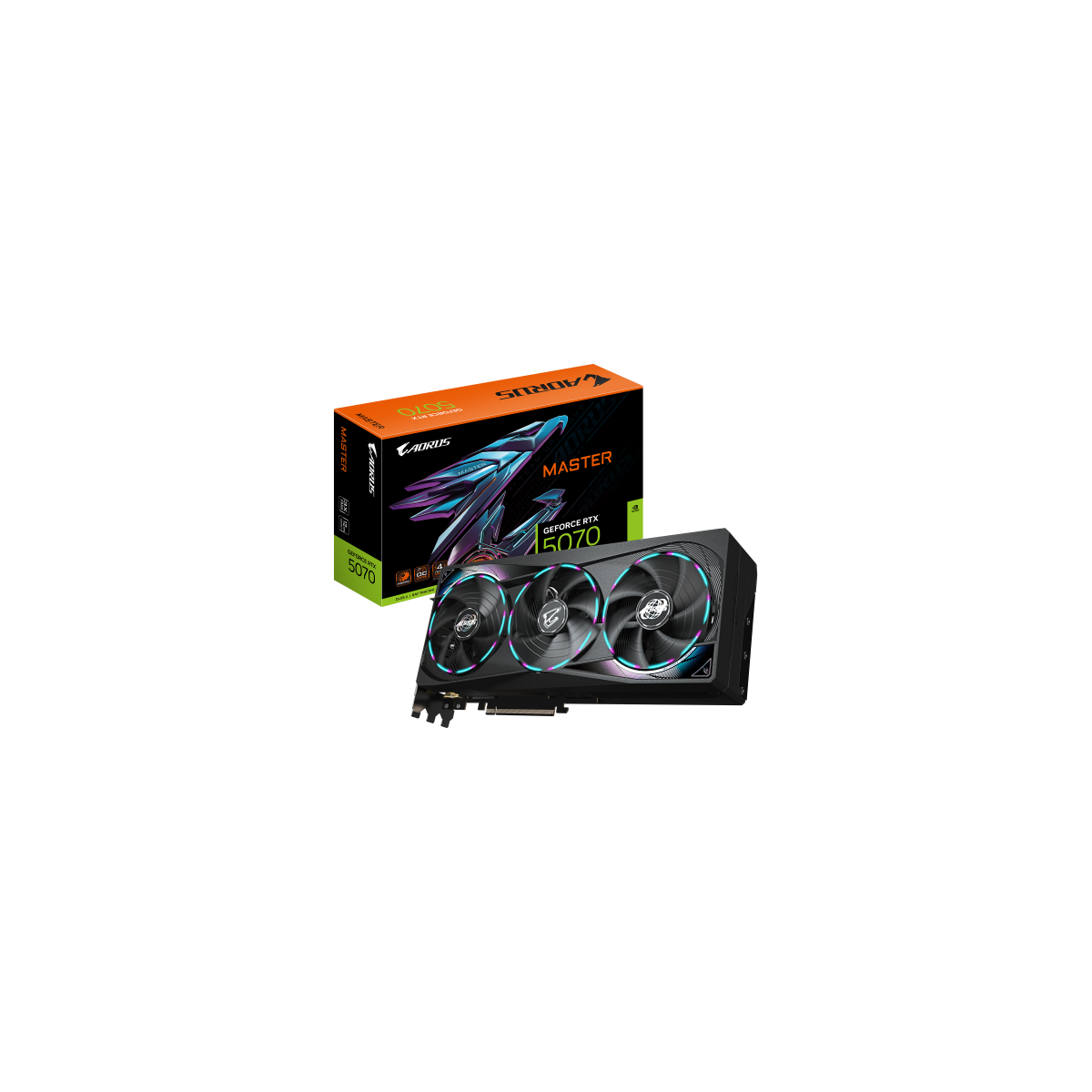 GIGABYTE AORUS GeForce RTX 5070 MASTER 12G Tarjeta Grafica 12GB GDDR7 192 bits PCI E 50 XXXX MHz Core Clock 3 x DP 21a 1 x HDMI
