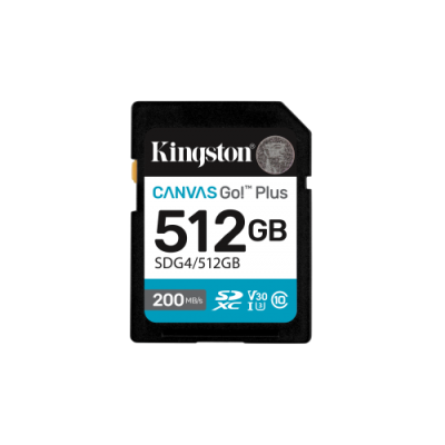 Kingston Technology 512GB SDXC Canvas Go Plus Gen4 200MB s C10 UHS I U3 V30