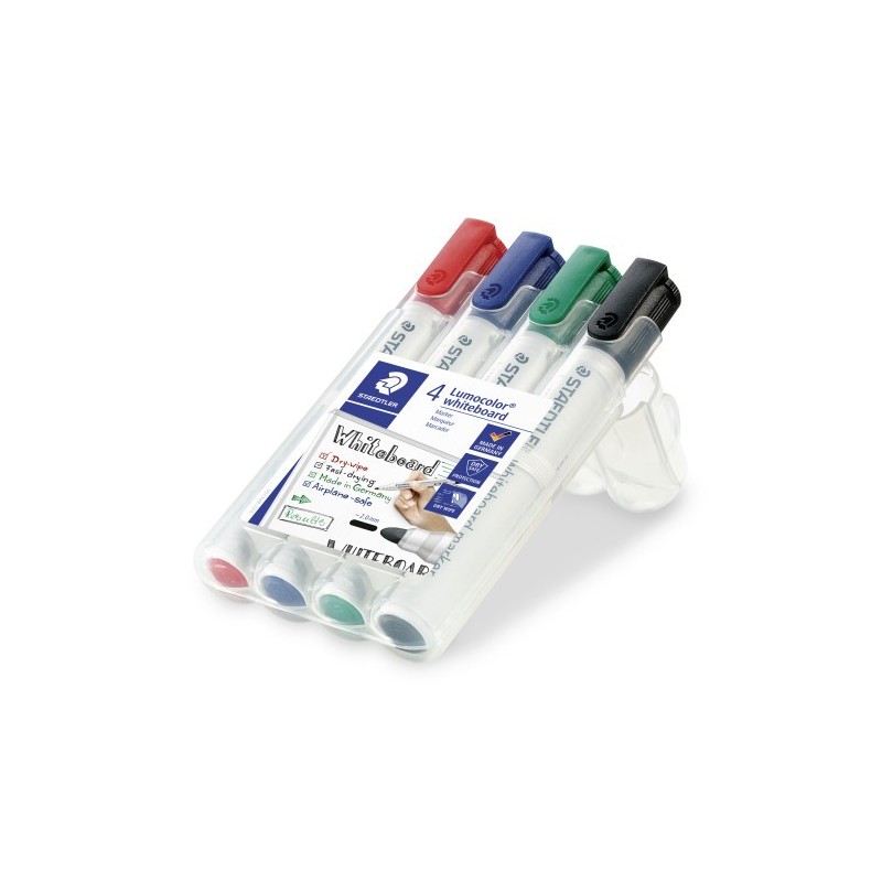 ESTUCHE 4 MARCADORES PIZARRA LUMOCOLOR MARKER 351 TRAZO 2MM SURTIDOS STAEDTLER 351 WP4