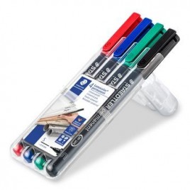 ESTUCHE 4 MARCADORES LUMOCOLOR PERMANENTE PUNTA SUPERFINA 04MM SURTIDOS STAEDTLER 313 WP4