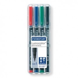 ESTUCHE 4 MARCADORES LUMOCOLOR PERMANENTE PUNTA SUPERFINA 04MM SURTIDOS STAEDTLER 313 WP4