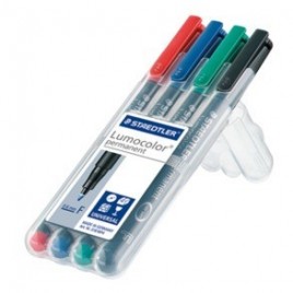 ESTUCHE 4 MARCADORES LUMOCOLOR PERMANENTE PUNTA FINA 06MM SURTIDOS STAEDTLER 318 WP4