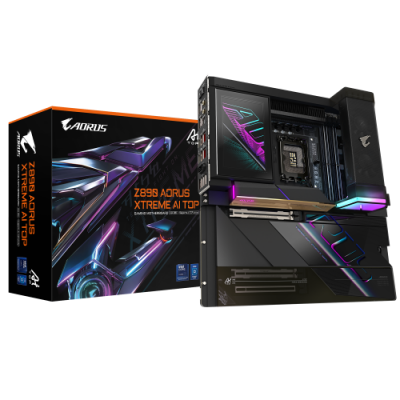 GIGABYTE Z890 AORUS XTREME AI TOP Placa Base Compatible con CPUs Intel Core Ultra Serie 2 VRM de 2212 fases hasta 9500MHz DDR5 