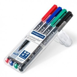 ESTUCHE 4 MARCADORES LUMOCOLOR PERMANENTE PUNTA MEDIA 1MM SURTIDOS STAEDTLER 317 WP4