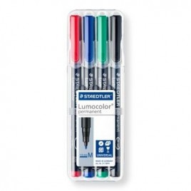 ESTUCHE 4 MARCADORES LUMOCOLOR PERMANENTE PUNTA MEDIA 1MM SURTIDOS STAEDTLER 317 WP4