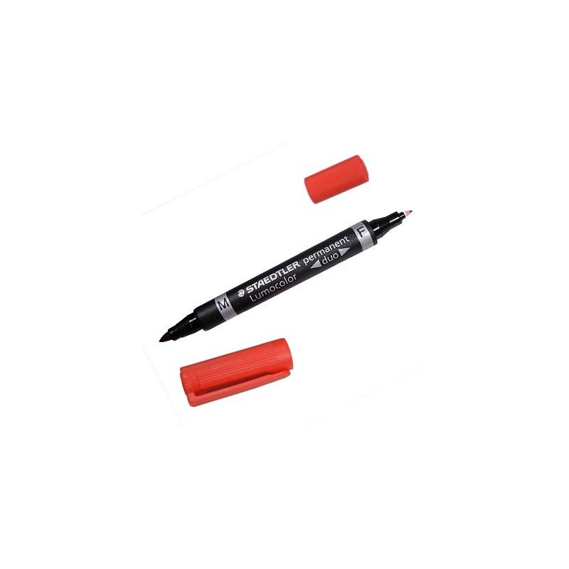 MARCADOR DUO LUMOCOLOR PERMANENTE PUNTAS 06 1MM 1MM ROJO STAEDTLER 348 2