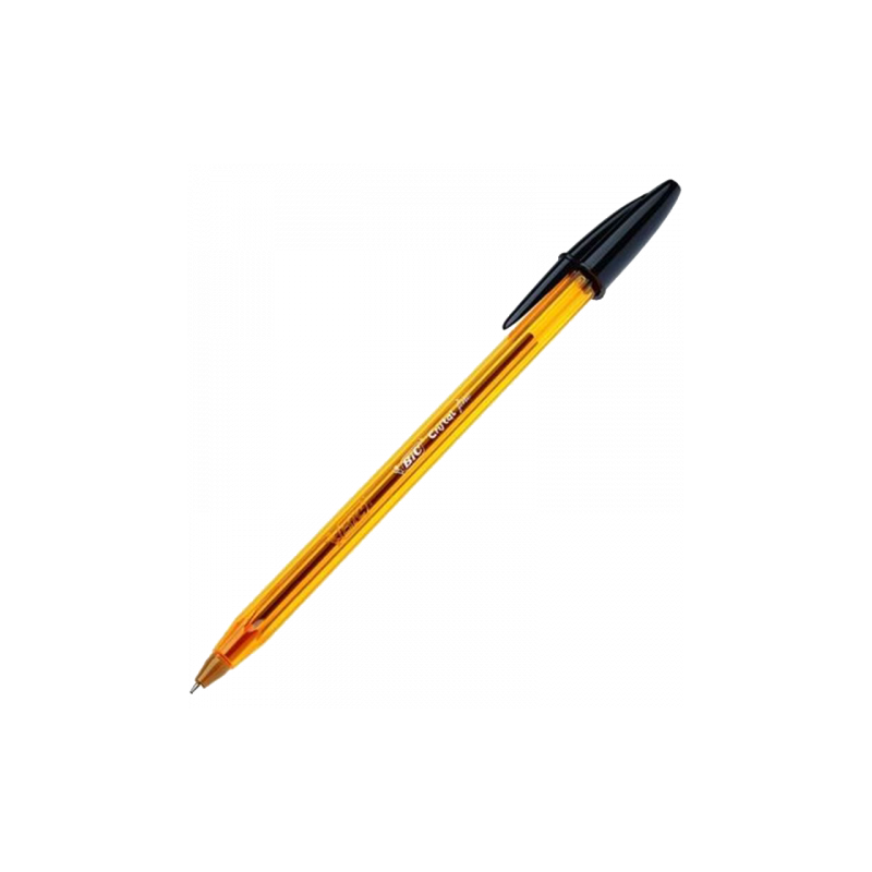 BOLIGRAFO CRISTAL FINE CUERPO NARANJA TRAZO 03 MM COLOR NEGRO BIC 872731