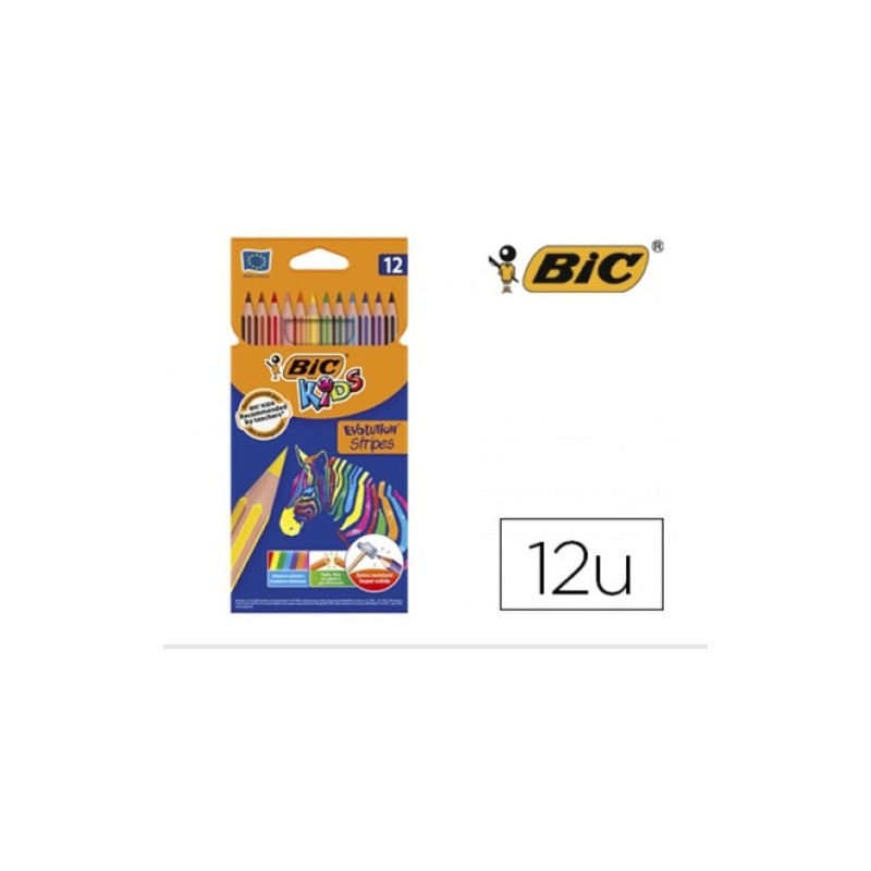 BLISTER 12 LAPICES DE COLORES EVO STRIPES COLORES SURTIDOS BIC 9505222