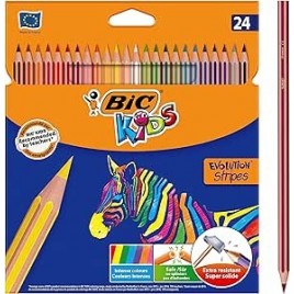 BLISTER 24 LAPICES DE COLORES EVO STRIPES COLORES SURTIDOS BIC 9505251
