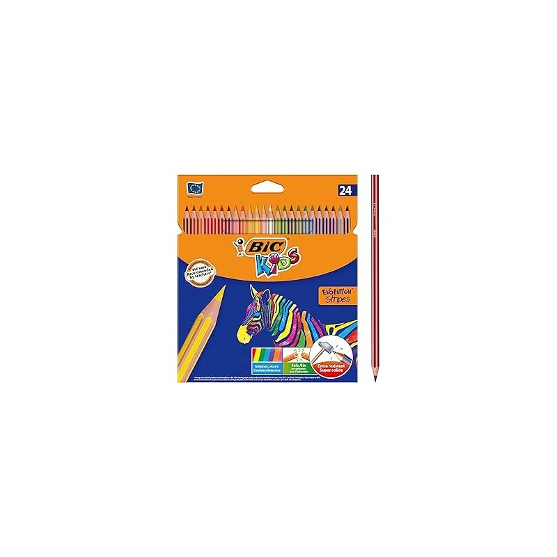 BLISTER 24 LAPICES DE COLORES EVO STRIPES COLORES SURTIDOS BIC 9505251