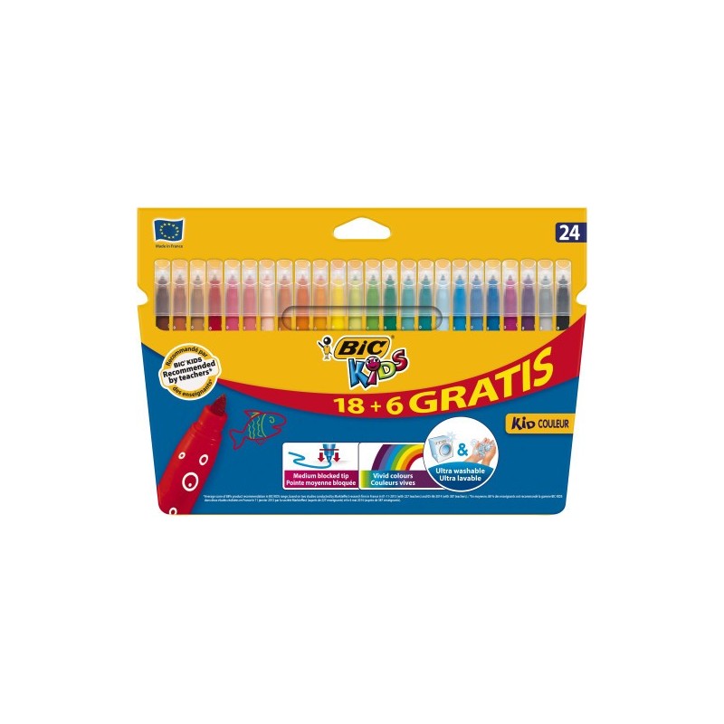 ESTUCHE 24 ROTULADORES ULTRALAVABLES KID COULEUR TRAZO 08MM BIC 9117373