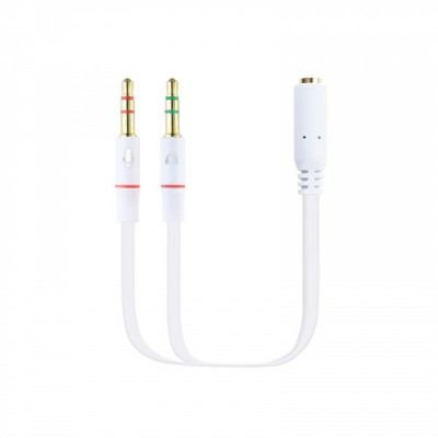 Nanocable Cable Adaptador Audio Jack 35 H de 4 Pines a 2 Jack 35 M de 3 Pines Blanco 20 Cm