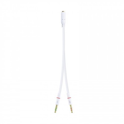 Nanocable Cable Adaptador Audio Jack 35 H de 4 Pines a 2 Jack 35 M de 3 Pines Blanco 20 Cm