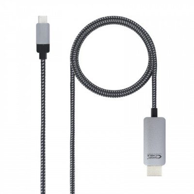 Nanocable 10155102 adaptador de cable de video 18 m USB Tipo C HDMI Aluminio Negro
