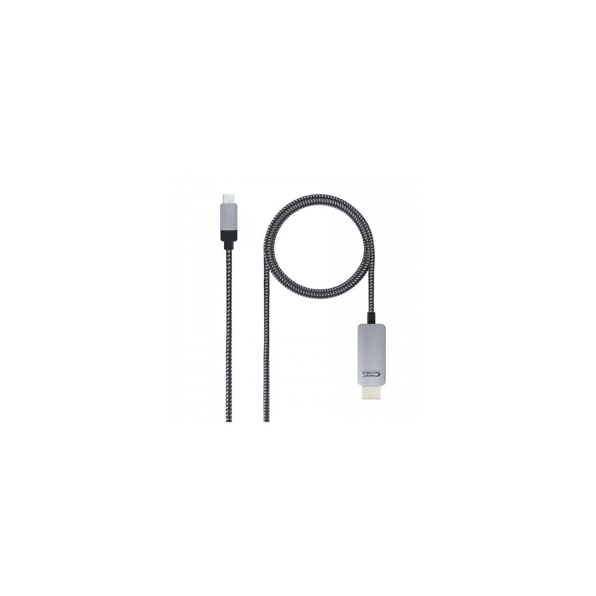 Nanocable 10155102 adaptador de cable de video 18 m USB Tipo C HDMI Aluminio Negro
