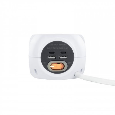 Nanocable Base de 3 enchufes con 4 USB s 2 USB A 2 USB C con interruptor