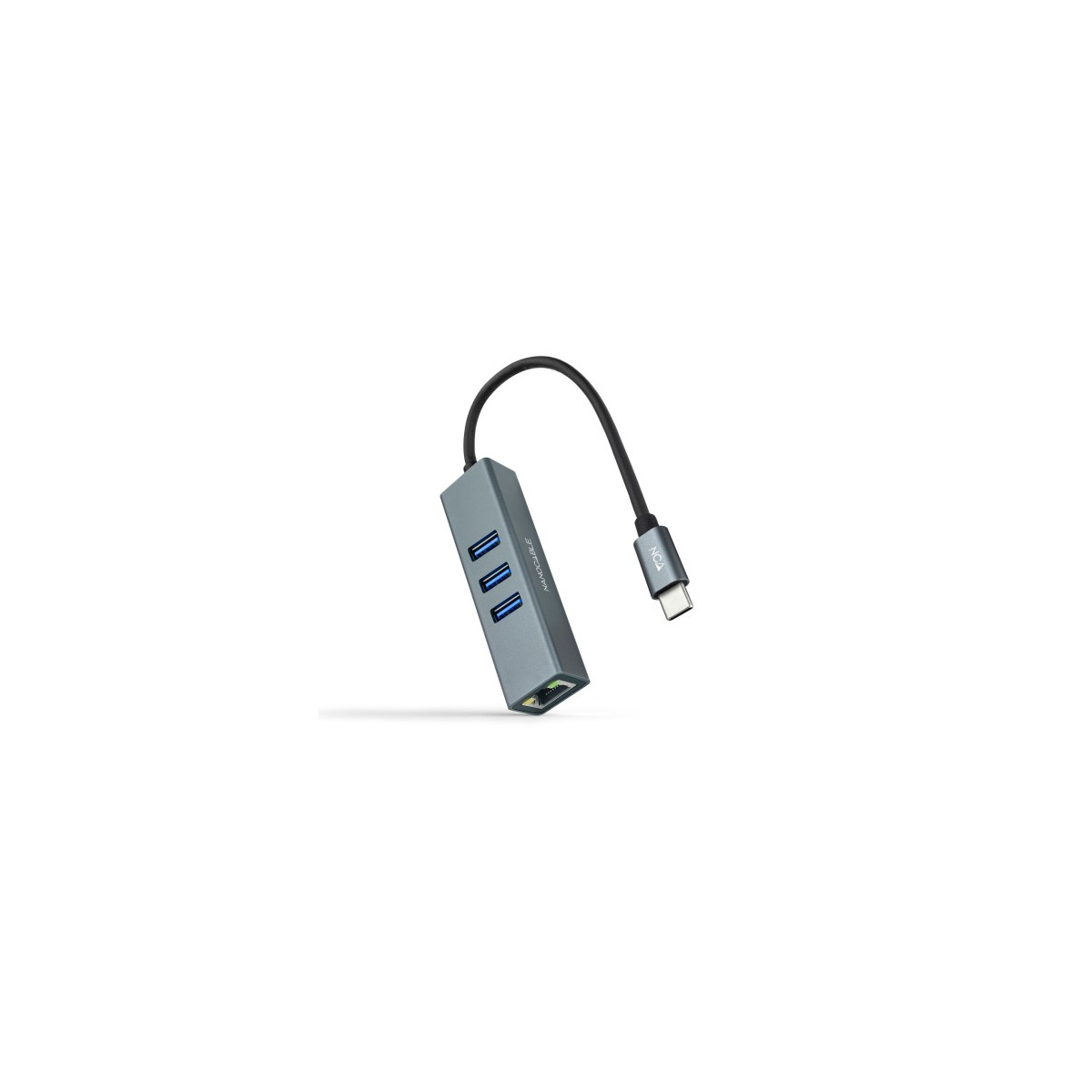 Nanocable Conversor USB C a Ethernet Gigabit 3XUSB 30 Aluminio Gris 15 cm