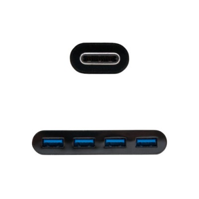 Nanocable Adaptador USB C a 4xUSB 30 USB C M USB 30 H Negro 10 cm