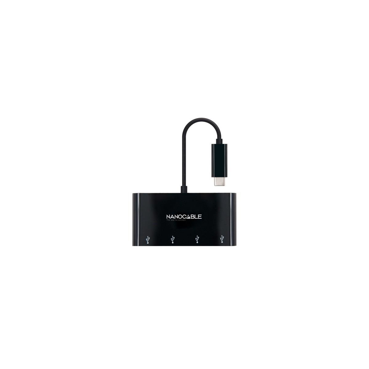 Nanocable Adaptador USB C a 4xUSB 30 USB C M USB 30 H Negro 10 cm