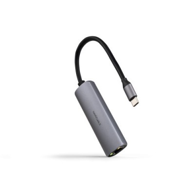 Nanocable Adaptador USB C 31 a RJ45 con PD 100W USB C M Aluminio Color Gris 18 cm