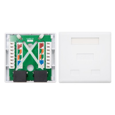 Nanocable ROSETA DE SUPERFICIE PARA RJ45 CAT5E 2 TOMAS BLANCO