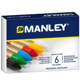 ESTUCHE DE 6 UNIDADES CERAS BLANDAS COLORES SURTIDOS MANLEY MNC00022