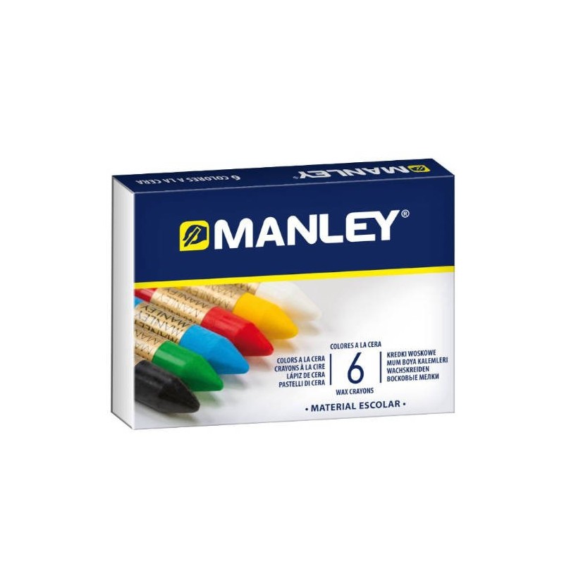 ESTUCHE DE 6 UNIDADES CERAS BLANDAS COLORES SURTIDOS MANLEY MNC00022