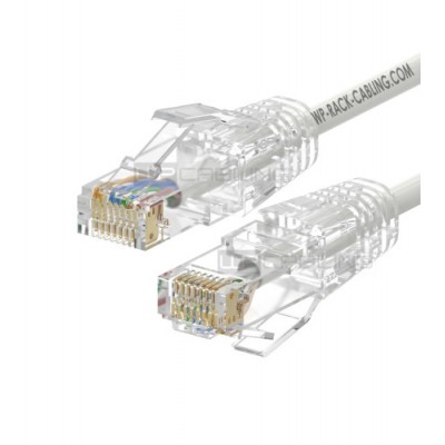WP CAT 6A U UTP SLIM PATCH CABLE LENGTH 3 M AWG 28 7 CU LS0H 50U GOLD PLATED PINS COLOR WHITE