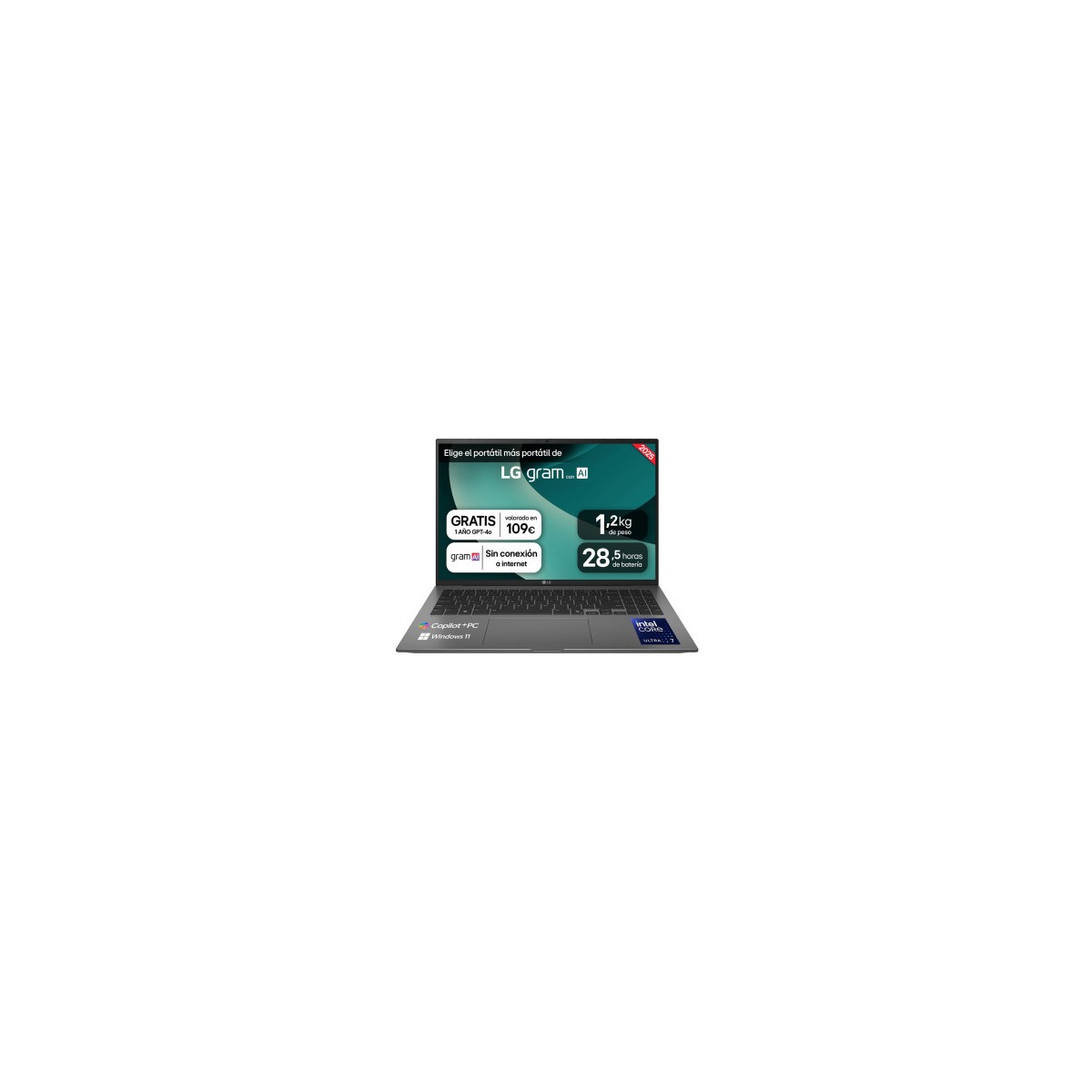 LG Gram 16Z90TL GAU88B ordenador portatil Intel Core Ultra 7 258V Portatil 406 cm 16 WQXGA 32 GB LPDDR5x SDRAM 1 TB SSD Wi Fi 7
