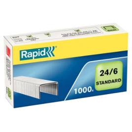 CAJA DE 1000 GRAPAS TIPO 22 6 24 6 GALVANIZADAS PARA GRAPADORAS DE SOBREMESA OFICINA RAPID 24855600