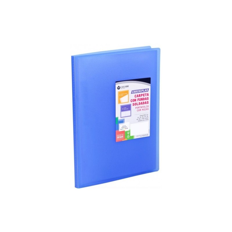 CARPETA CARCHIPLAS BOOK A4 POLIPROPILENO 20 FUNDAS SOLDADAS AZUL CARCHIVO 50302050