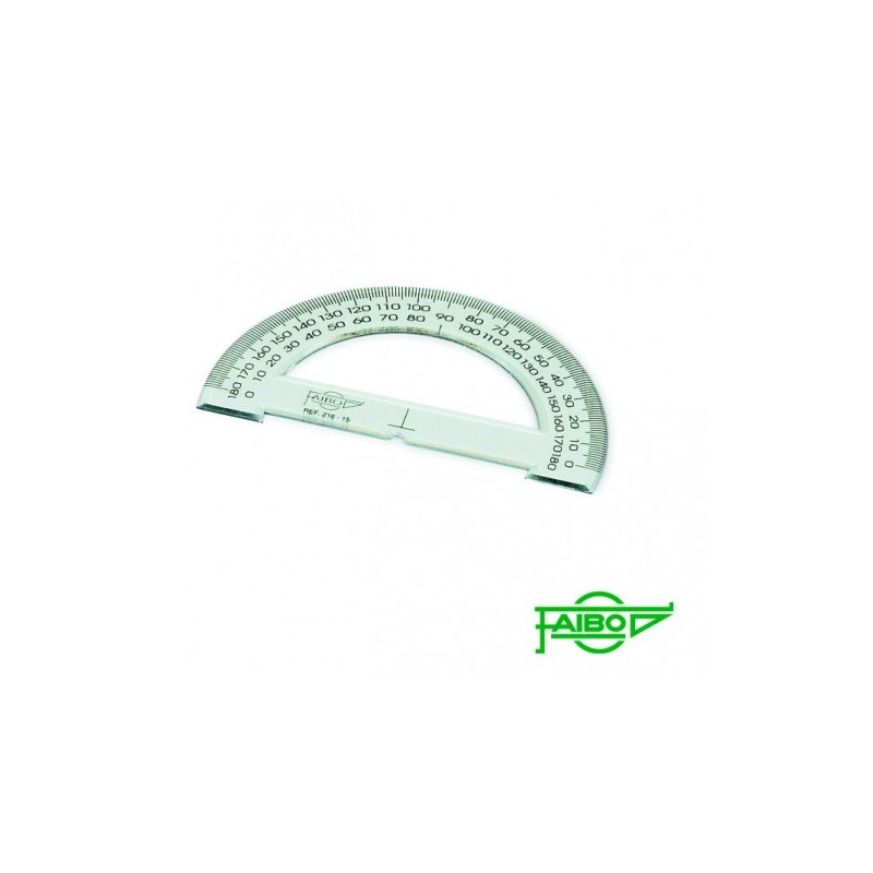 SEMICIRCULO TRANSPARENTE EN PLASTICO INYECTADO GRADUADO Y BISELADO 15 CM FAIBO 216